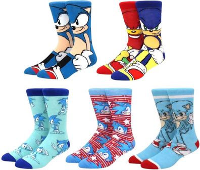 Sonic the Hedgehog Crew Socken - Sega 5er-Pack Lustige Gaming-Socken
