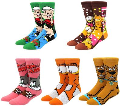 Classic Cartoon Crew Socken - 5er-Pack Kultige Retro-Socken