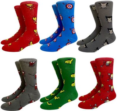 Marvel Socken - 6er-Pack Superhelden-Socken im Pop-Art-Design