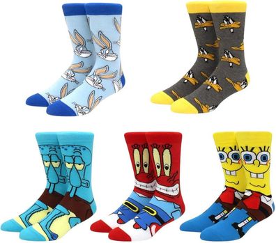 Classic Cartoon Socken - 5er-Pack mit Looney Tunes & SpongeBob