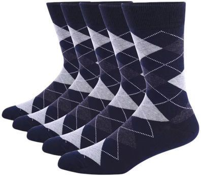 Herren Business Baumwollsocken - 5er-Pack Blue-Line Karo (Größe 41-48)