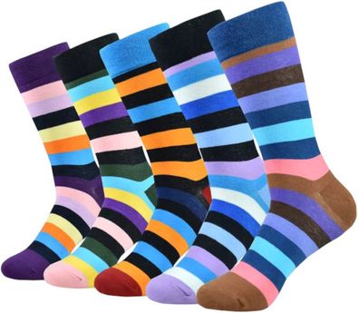 Gestreifte Business Socken - 5er-Pack Baumwollsocken für stilbewusste Herren