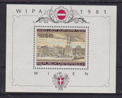 Österreich 1981 postfrisch Block Michel-Nr. 5 Briefmarkenausstellung WIPA 1981, Wien