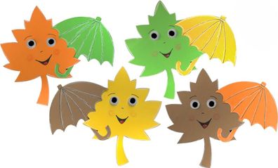 Bastelset Herbstblätter mit Regenschirm von Prell, 8 Stück