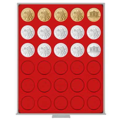 Lindner Münzbox 2161 - rund - Standard / rote Einlage