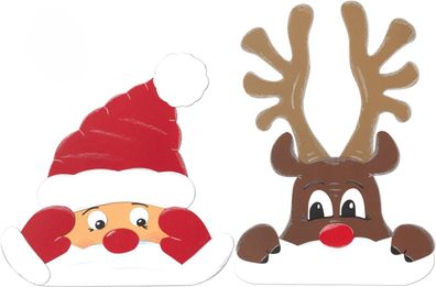 Bastelset Fensterbild / Fenstergucker Weihnachtsmann und Elch von Prell, 2er-Set