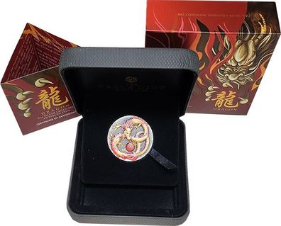 Tuvalu 2020 - Drache - 2 Oz coloriert und patiniert*