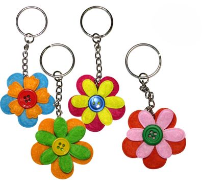 Bastelset Schlüsselanhänger Filzblumen von Prell, 7 Stück