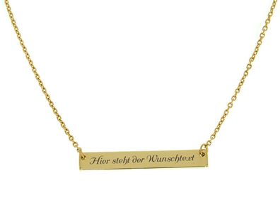 Nahu Kette mit Schild mit Gravur Silber 925 vergoldet