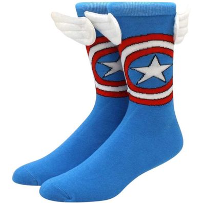 Captain America Socken mit Flügel - Marvel Comics Crew Cartoon-Design Socken