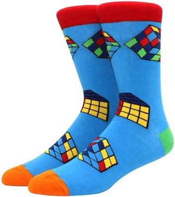 Rubik's Cube Blaue Socken - Kultiger Game Cartoon-Socken