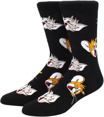 Jerry & Tom Schwarze Faces Socken - MGM Lustige Cartoon-Socken