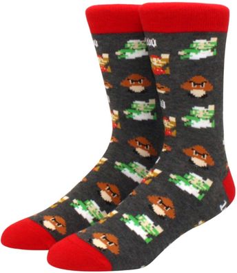 Gumba, Luigi & 1-Up Pilz Socken - Super Mario World Cartoon-Socken