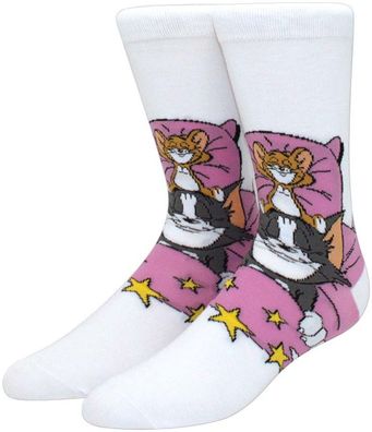 Tom & Jerry Weiße Socken - MGM Lustige Cartoon-Socken