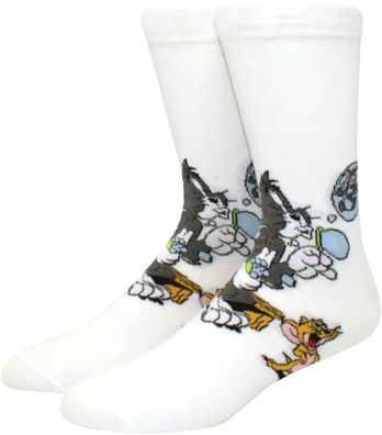 Tom and Jerry Seifenblasen Socken - Weiße Cartoon-Socken