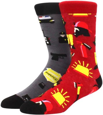 Police & Firefighter Twin Socken - Holiday & Fun Cartoon-Socks