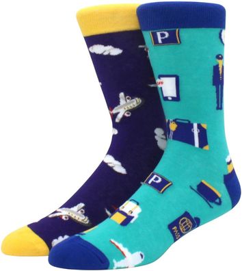 Kapitän Piloten Twin Socken - Holiday & Fun Cartoon-Socks