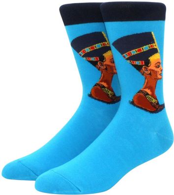 Nofretete Socken - Ägyptische Königin Blaue Kunstsocken