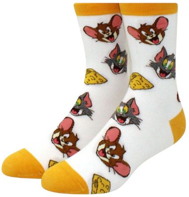 Tom and Jerry Weiße Socken - Lustige Cartoon-Socken