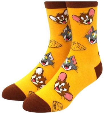 Tom and Jerry Gelbe Socken - Lustige Cartoon-Socken