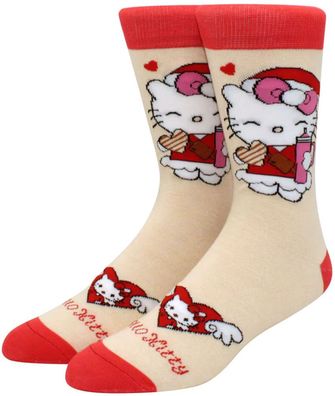 Hello Kitty Socken - Sanrio Cartoon-Socken in Pfirsich-Rot
