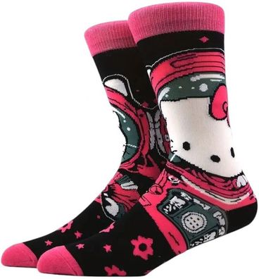 Hello Kitty Socken - Sanrio Cartoon-Socken in Pink-Schwarz