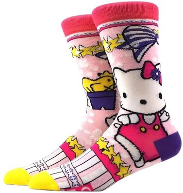 Hello Kitty Socken - Sanrio Cartoon-Socken in Rosa-Pink