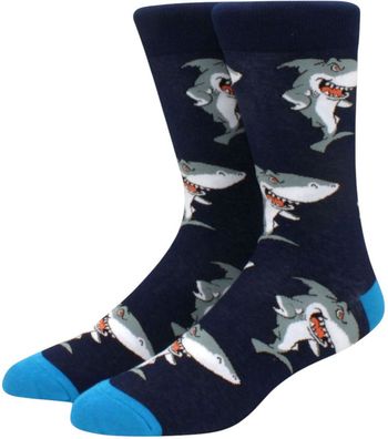 Lustige Weiße Hai Socken - Witzige Fun-Socken mit Hai-Gesicht