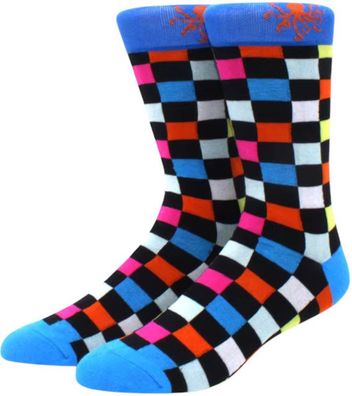 Lustige Oktopus Socken - Witzige Fun-Socken mit Kraken im Schachbrett-Look