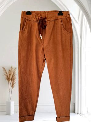 Italy 38 40 42 bequeme Jogpant Jeggins Hose Lagenlook Crash-Look Braunton