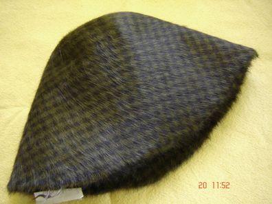 Hutstumpen Haar lang bedruckt kl Karo schwarz braun 100 gr Ü 48 Rd 82cm Stu 712