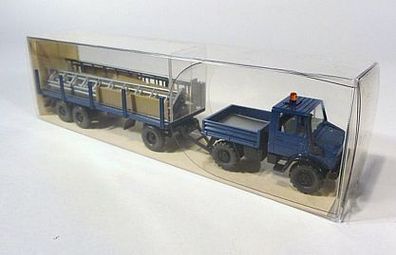 Wiking H0 27 392 Unimog MB U1700 U 1700 Rungenhängerzug mit Gerüst NEU OVP