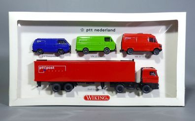 Wiking H0 997 01 Set Postmodelle PTT Nederland Niederlande VW MB DAF Post OVP