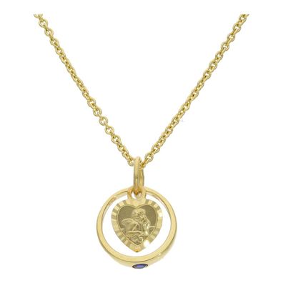 JuwelmaLux Taufring Anhänger Gold mit Zikonia blau JL22-02-0261