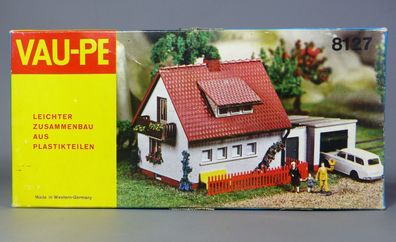 Vau-Pe VauPe H0 8127 Einfamilienhaus Wohnhaus mit Balkon & Garage Bausatz NEU OVP