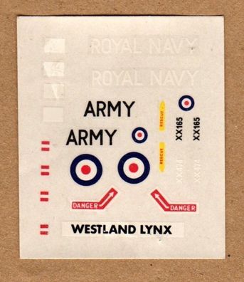 Matchbox Decals PK-108 Naßschiebebilder Westland Lynx Hubschrauber Scale 1:72
