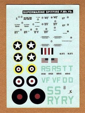 Smer 1:72 Decals Naßschiebebilder für Smer 0847 Submarine Spitfire NEU Unbenutzt
