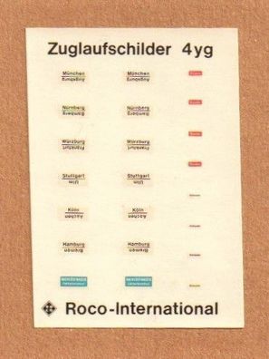 Roco international H0 Zuglaufschilder 4yg Decals Abziehbilder Personenwagen