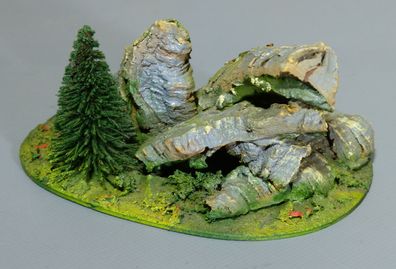 Noch H0 703 Mini-Diorama Klein-Diorama Felsen Gruppe Steine Holz Masse 50/60er Jahre