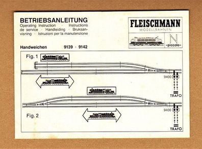 Fleischmann Spur N piccolo Betriebsanleitung Anleitung für Weiche 9139 9142