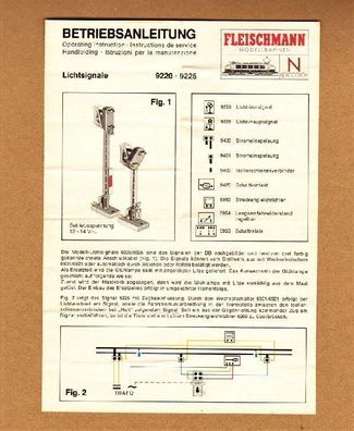 Fleischmann Spur N piccolo Betriebsanleitung für Signal Lichtsignal 9220 und 9225