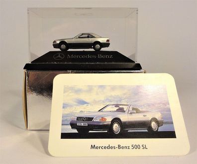 Herpa H0 Mercedes 500 SL 500SL in Vitrine mit Typenkarte Vitrine PC Box Umkarton
