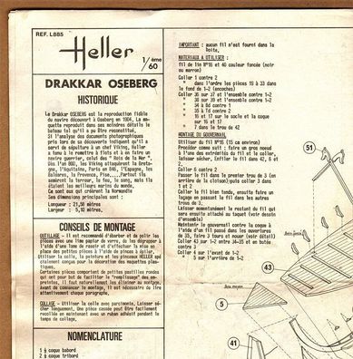 Heller 1/60 L885 Drakkar Oseberg Wikingerschiff Bauanleitung Instruction Anleitung