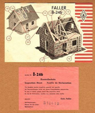 Faller H0 Bauanleitung Instruction & Kontrollzettel B-246 Haus im Bau Hausbau
