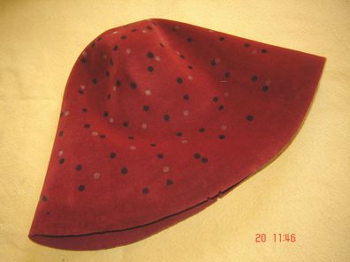 Hutstumpen Velour seidig Haar tomaten rot m Punkten 90 gr Ü 54cm Rd 88cm Stu 701