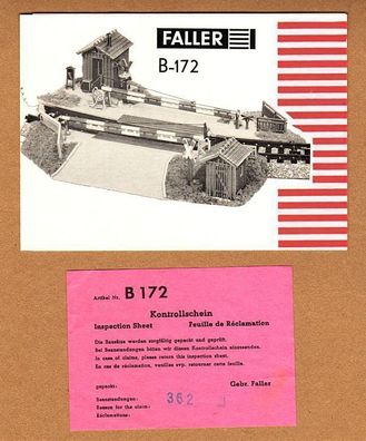 Faller H0 Anleitung Bauanleitung & Kontrollzettel B-172 Bahnübergang Schranken