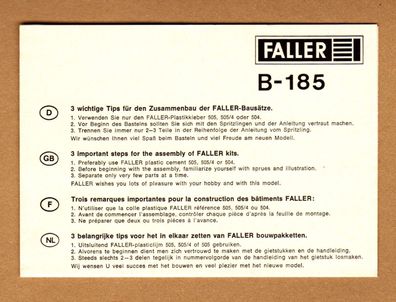 Faller H0 Anleitung Bauanleitung Instruction B-185 Bahnsteigbrücke Radolfzell