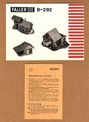 Faller H0 Anleitung Bauanleitung Text & Bild B-292 Blockhütte Heustadl Lattenschuppen