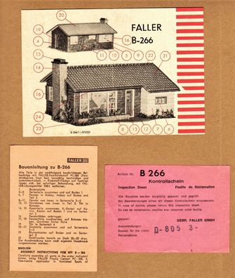Faller H0 Anleitung Bauanleitung Text & Bild Kontrollschein B-266 Steinhaus
