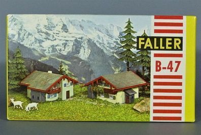 Faller H0 B-47 Zwei Berghäuschen Berghäuser Almhäuser Chalet Haus 50er/60er NEU